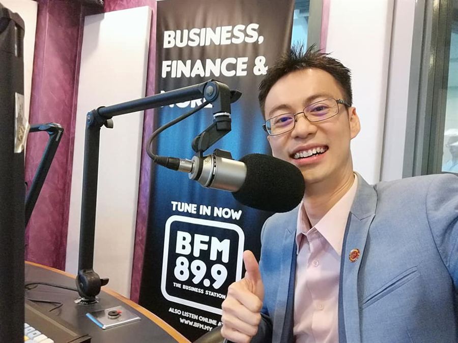 Marcus in the BFM 89.9 radio studio