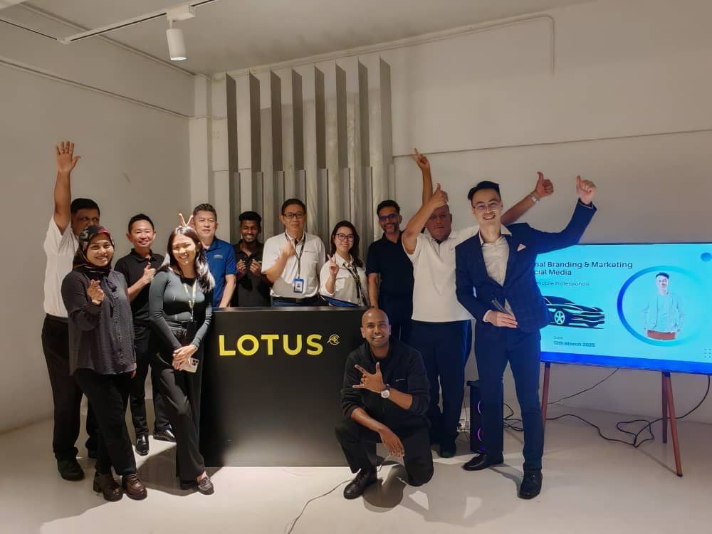 Marcus with the Lotus team after a personal branding and social media programme